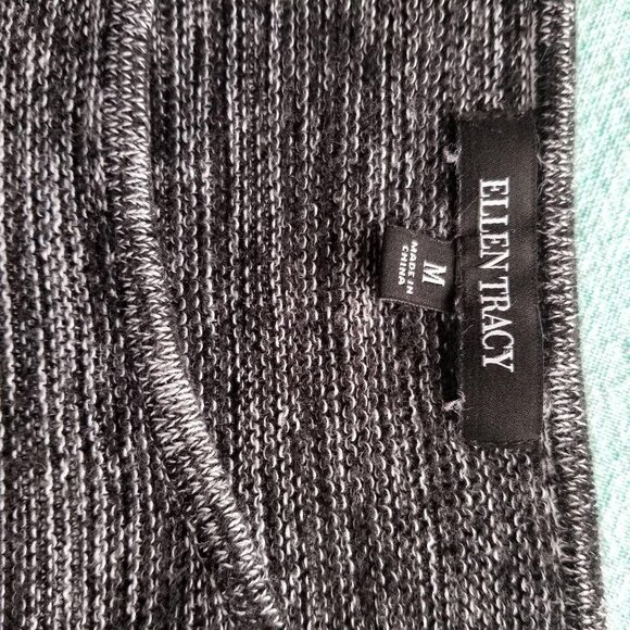 Ellen Tracy Womens Gray Black Space-Dye Knit Long Sleeve Top M - Picture 4 of 4